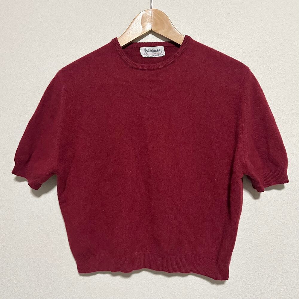 Vintage Bloomingdale’s Cashmere Sweater Red Short Sleeve Cropped Medium